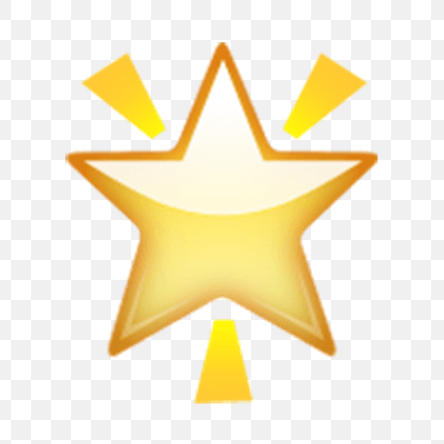 Gold star icon on a transparent background